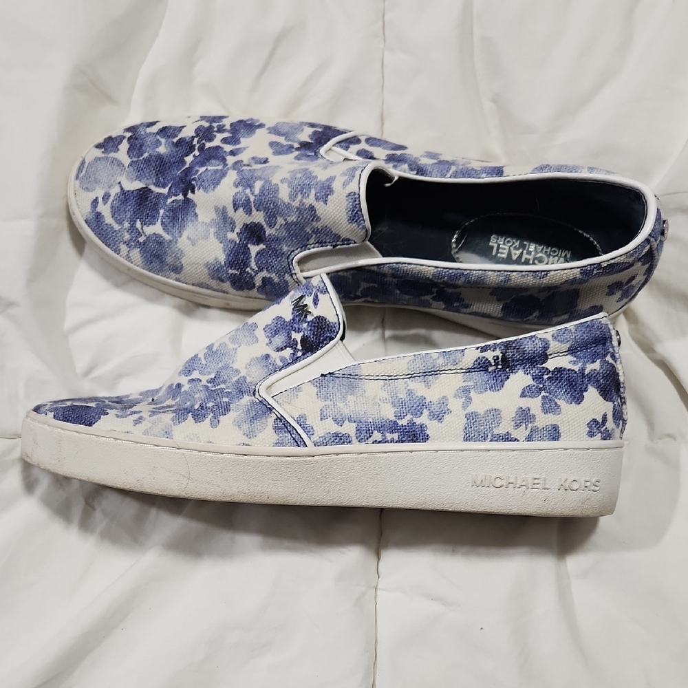 Michael Kors Blue Floral Slip-On Shoes